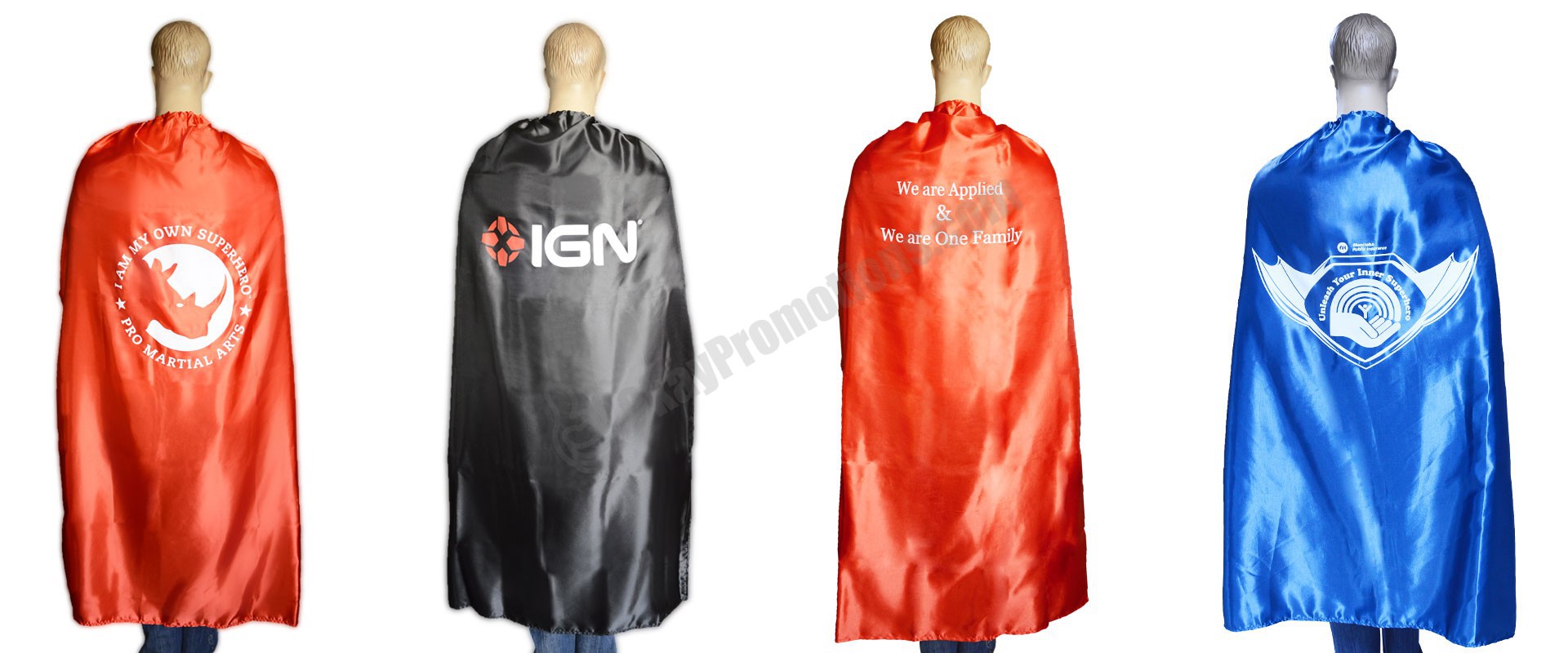 Large Adult Personalized Logo Imprinted Business Sales Marketing Executive Campaign Promotional Superhero Capes Commercial Advertising Executive Promos Tradeshow Giveaways Cloaks