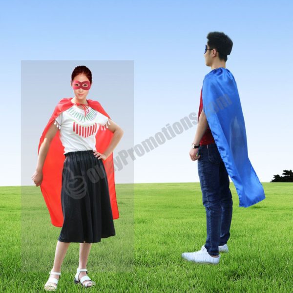 Adult Sales Promotions Business Advertising Customizable Logo Imprinted Satin Superhero Capes Marketing Messaged Cloaks Trade Show Campaign Promo Giveaways Fancy Dressing Up Promotional Party Favors